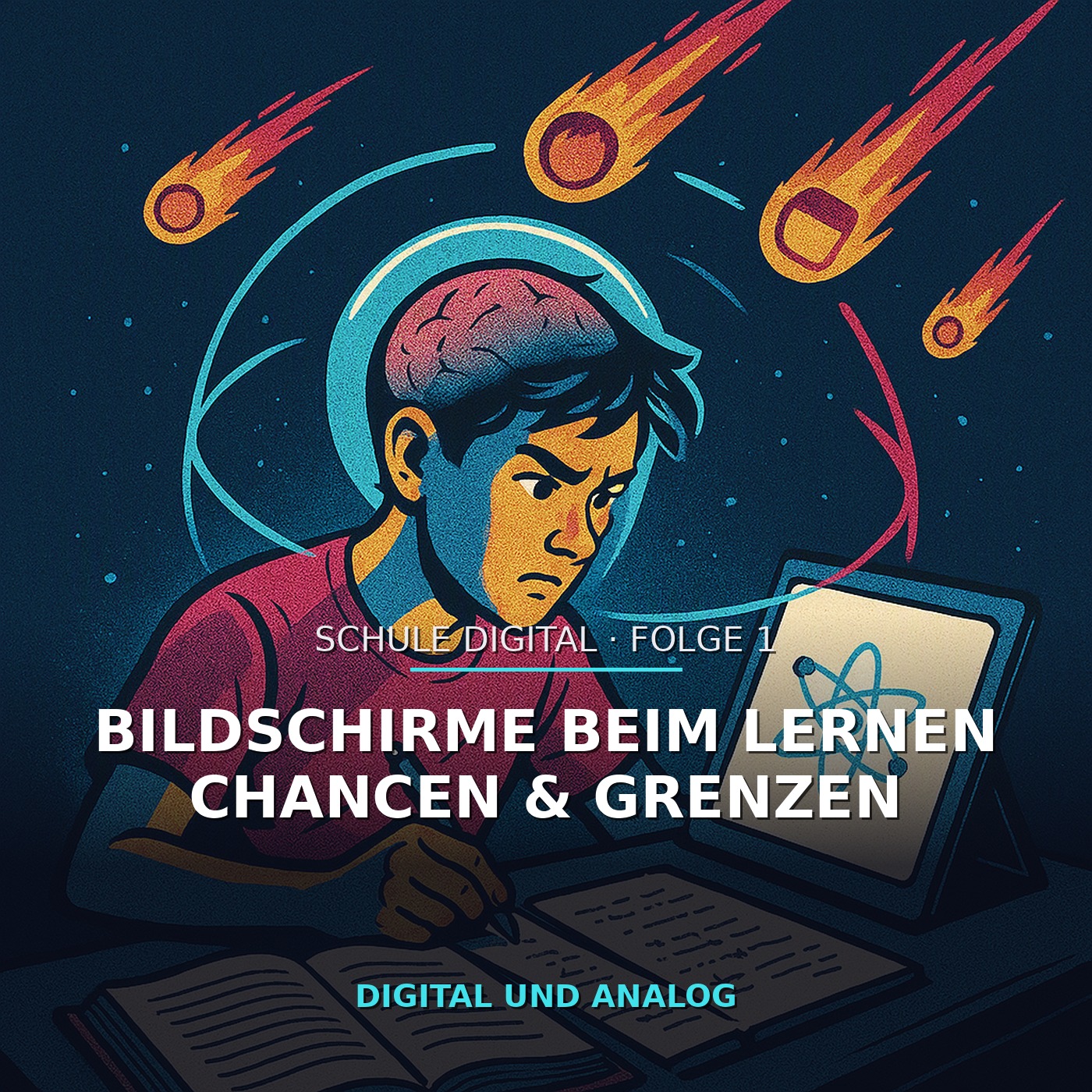 Science-Fiction-Comiccover: Papier, digitale Simulation und Schutz vor Ablenkung